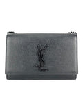 Saint Laurent Black Pebbled Leather Kate Bag Small