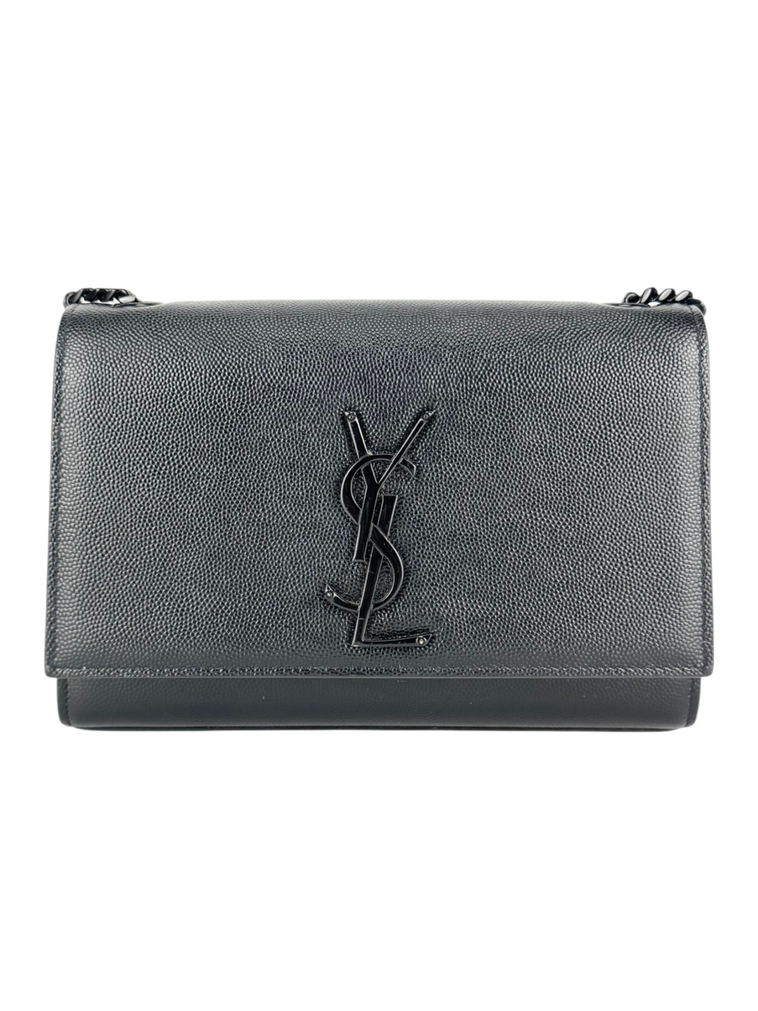 Saint Laurent Black Pebbled Leather Kate Bag Small