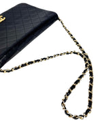 Chanel Vintage Black Lambskin Quilted Full Flap Bag