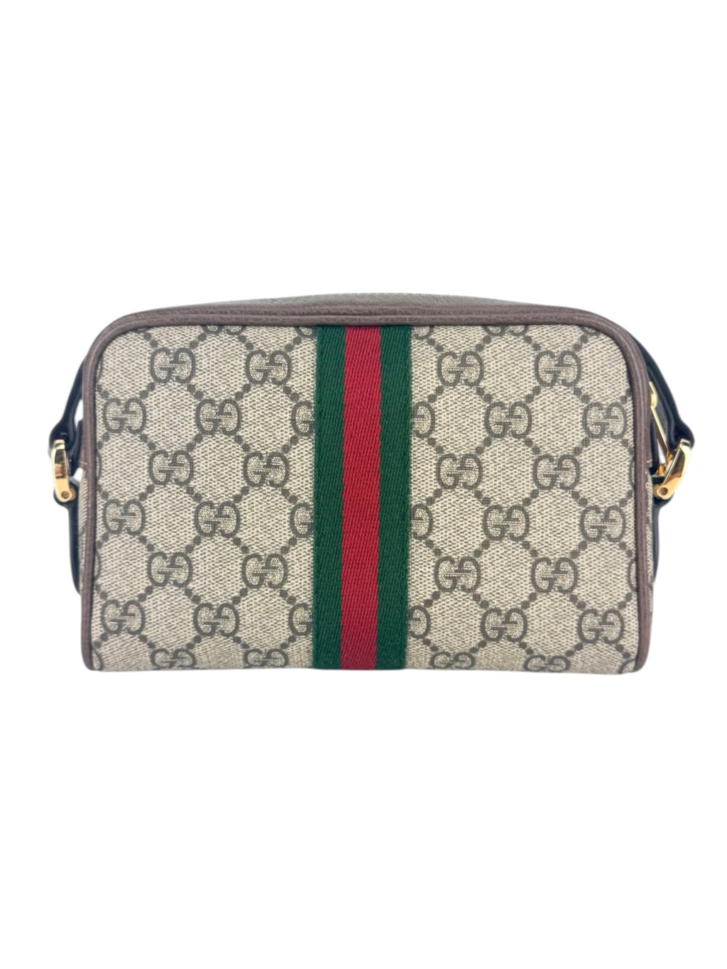 Gucci Brown and Beige Coated Canvas and Leather Ophidia Camera Bag