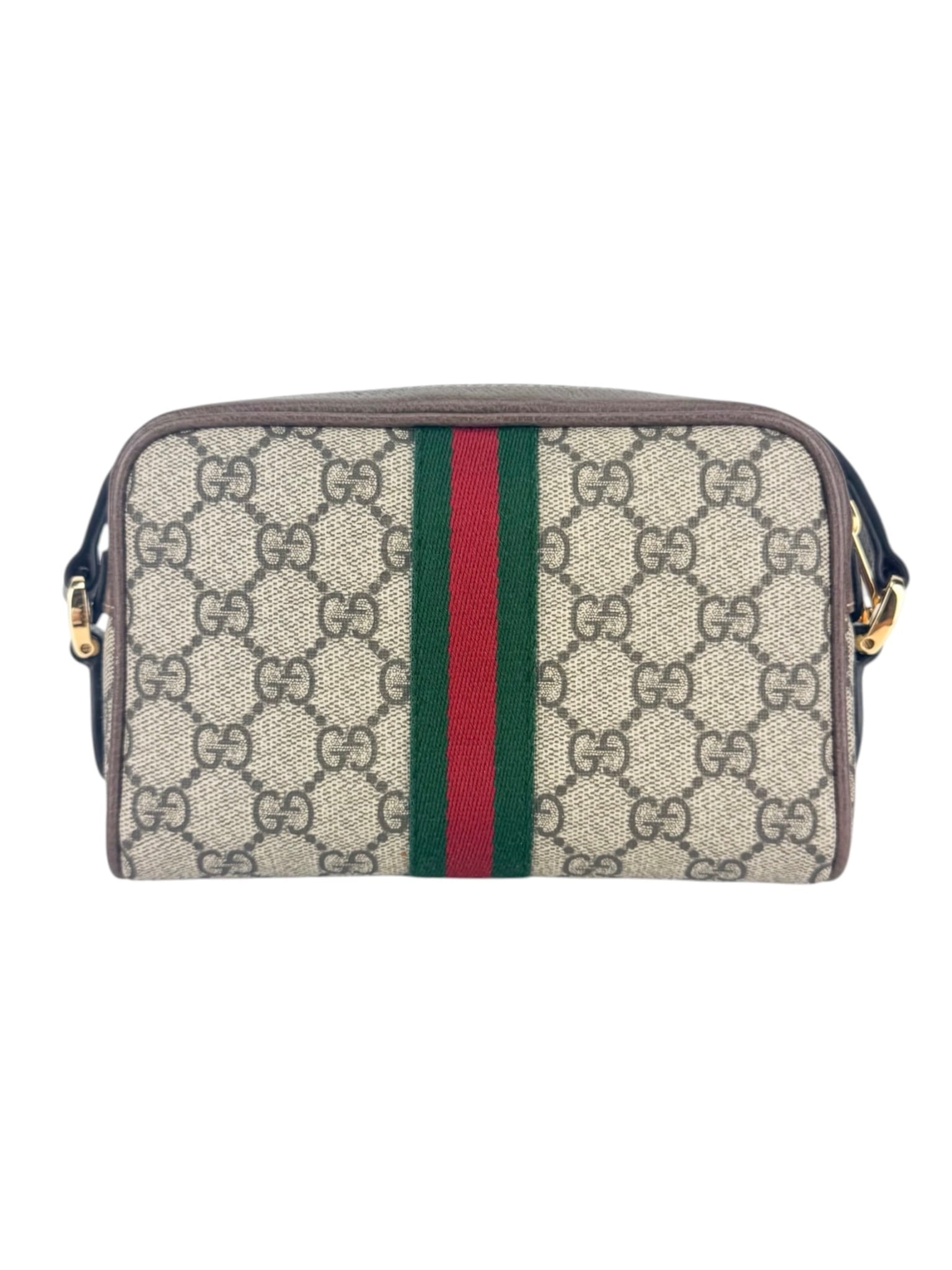 Gucci Brown and Beige Coated Canvas and Leather Ophidia Camera Bag