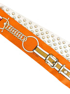Hermes Orange, Cream, Pink and Brown Silk Twilly