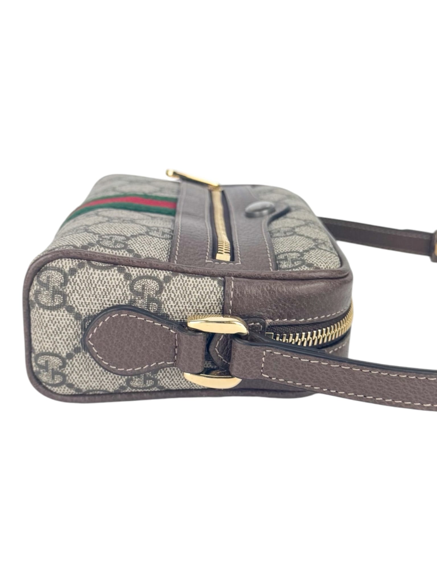 Gucci Brown and Beige Coated Canvas and Leather Ophidia Camera Bag