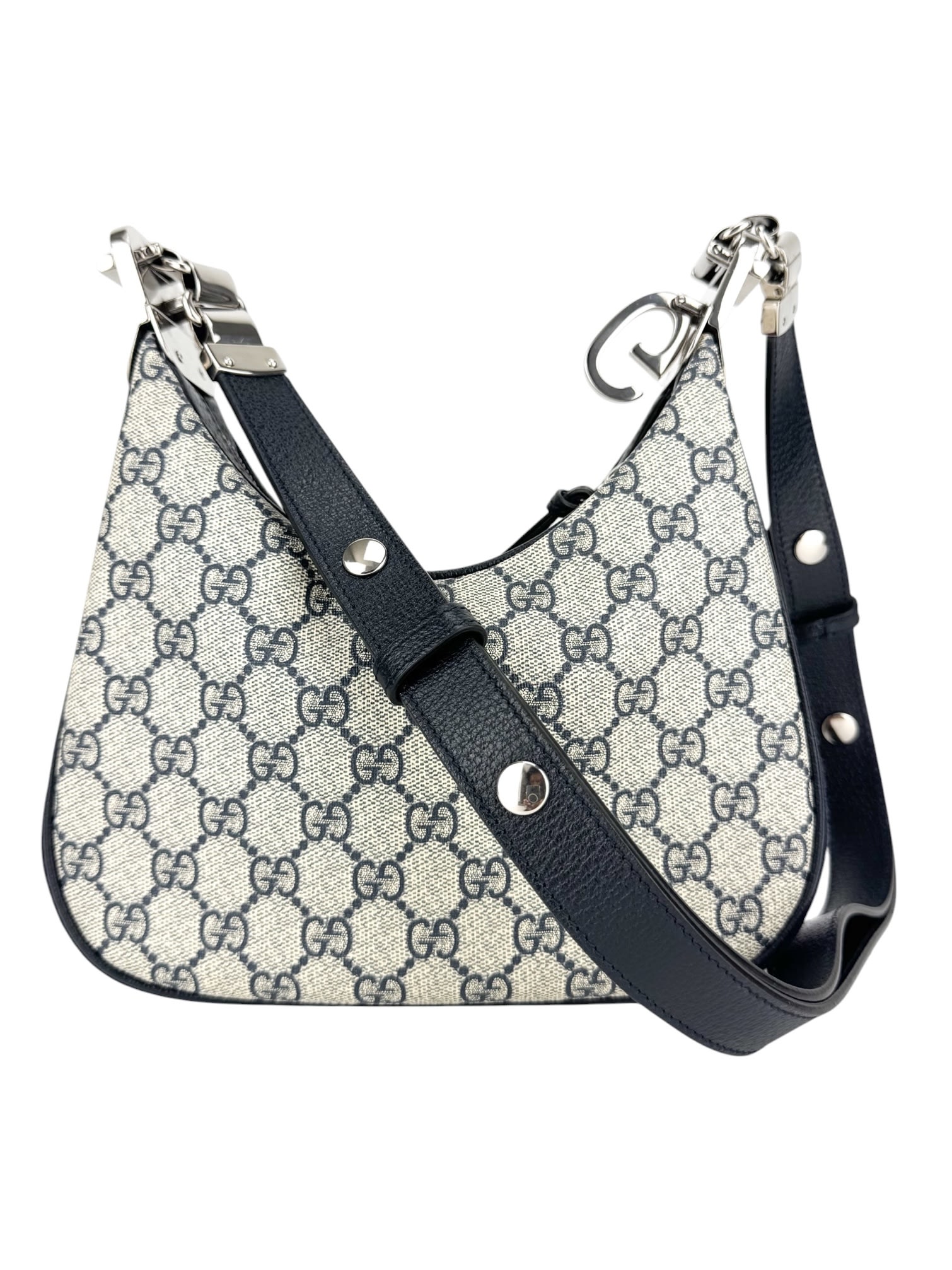 Gucci Navy Blue Coated Canvas Attaché Shoulder Bag