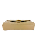 Saint Laurent Beige Taupe Grained Leather Envelop Chain Wallet Small