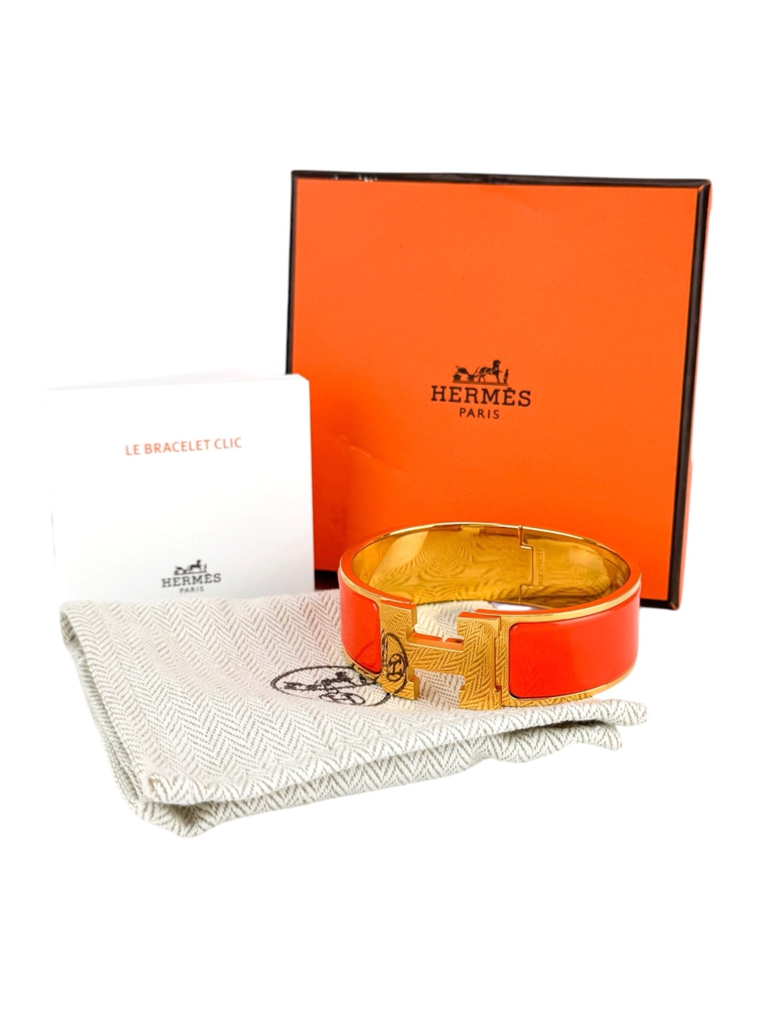 Hermes Orange Clic Clac Bracelet