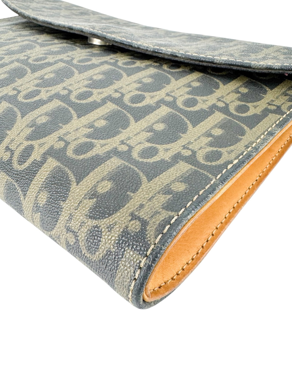 Christian Dior Canvas Leather Brown and Gray Trotter Clutch Bag