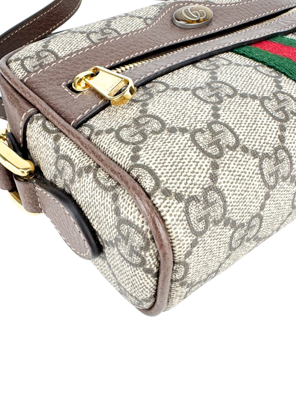 Gucci Brown and Beige Coated Canvas and Leather Ophidia Camera Bag