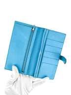 Hermes Navy and Aqua Blue Leather Bearn Wallet