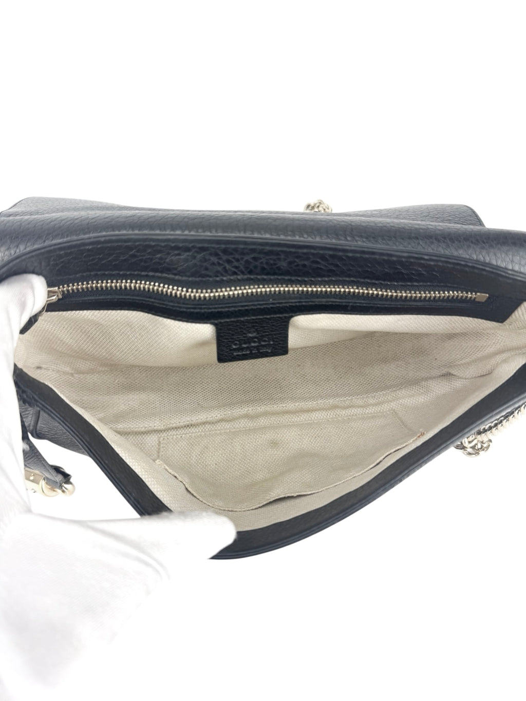 Gucci Black Pebbled Leather Soho Crossbody Bag