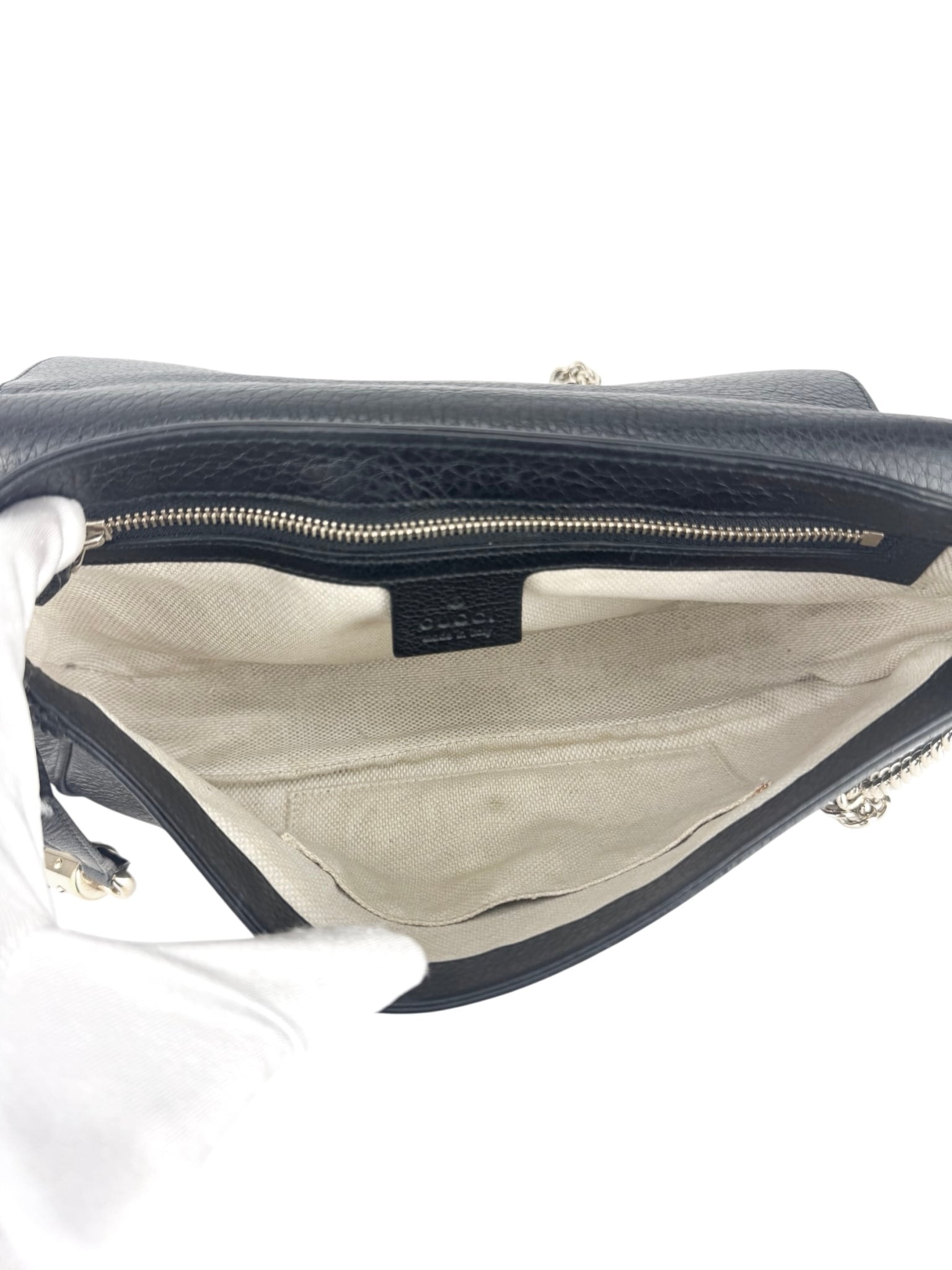 Gucci Black Pebbled Leather Soho Crossbody Bag