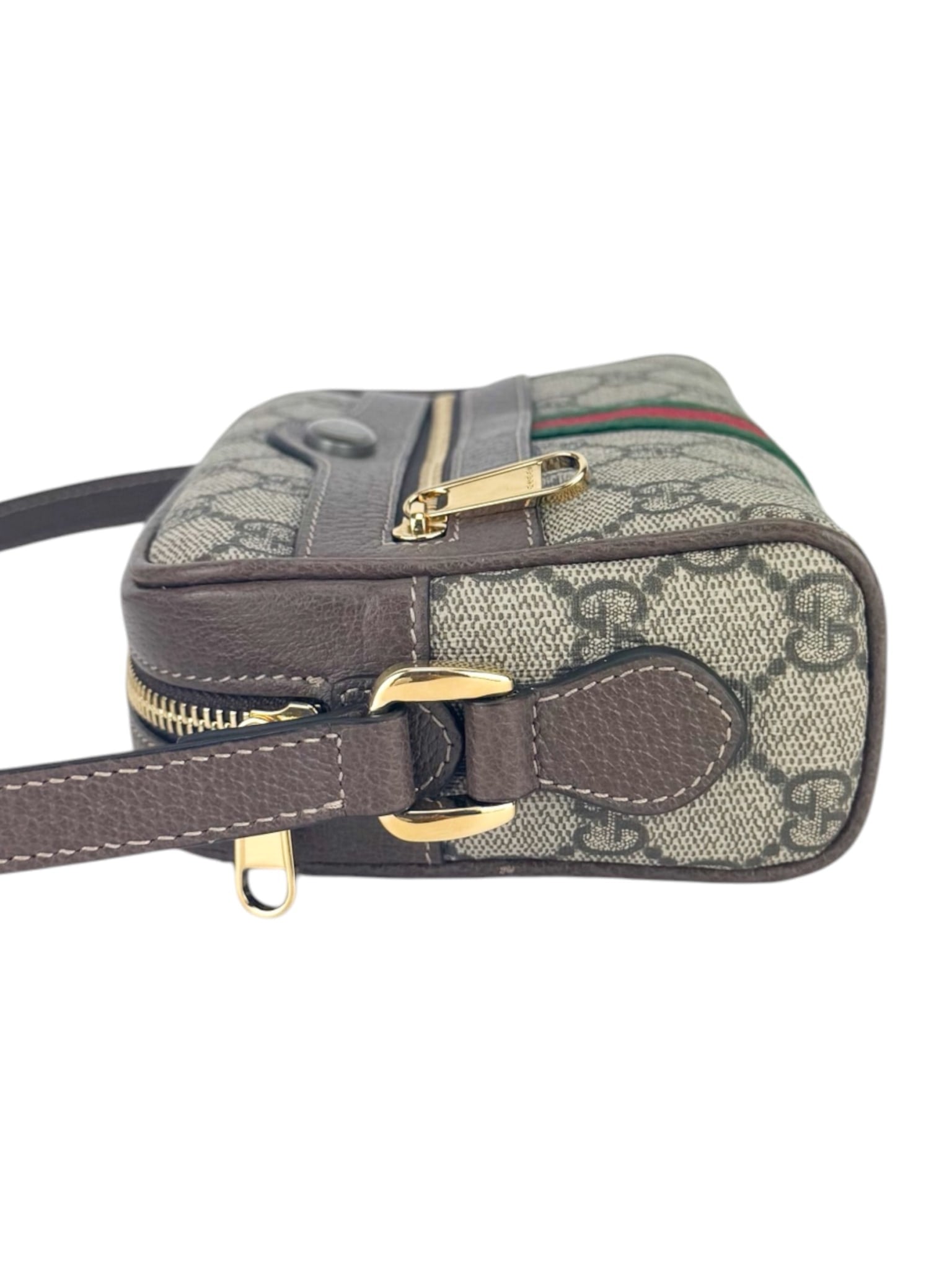 Gucci Brown and Beige Coated Canvas and Leather Ophidia Camera Bag
