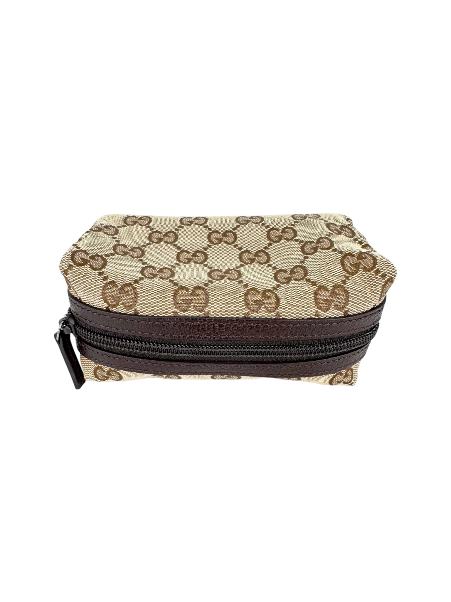 Gucci Brown Canvas and Leather Cosmetic Pouch