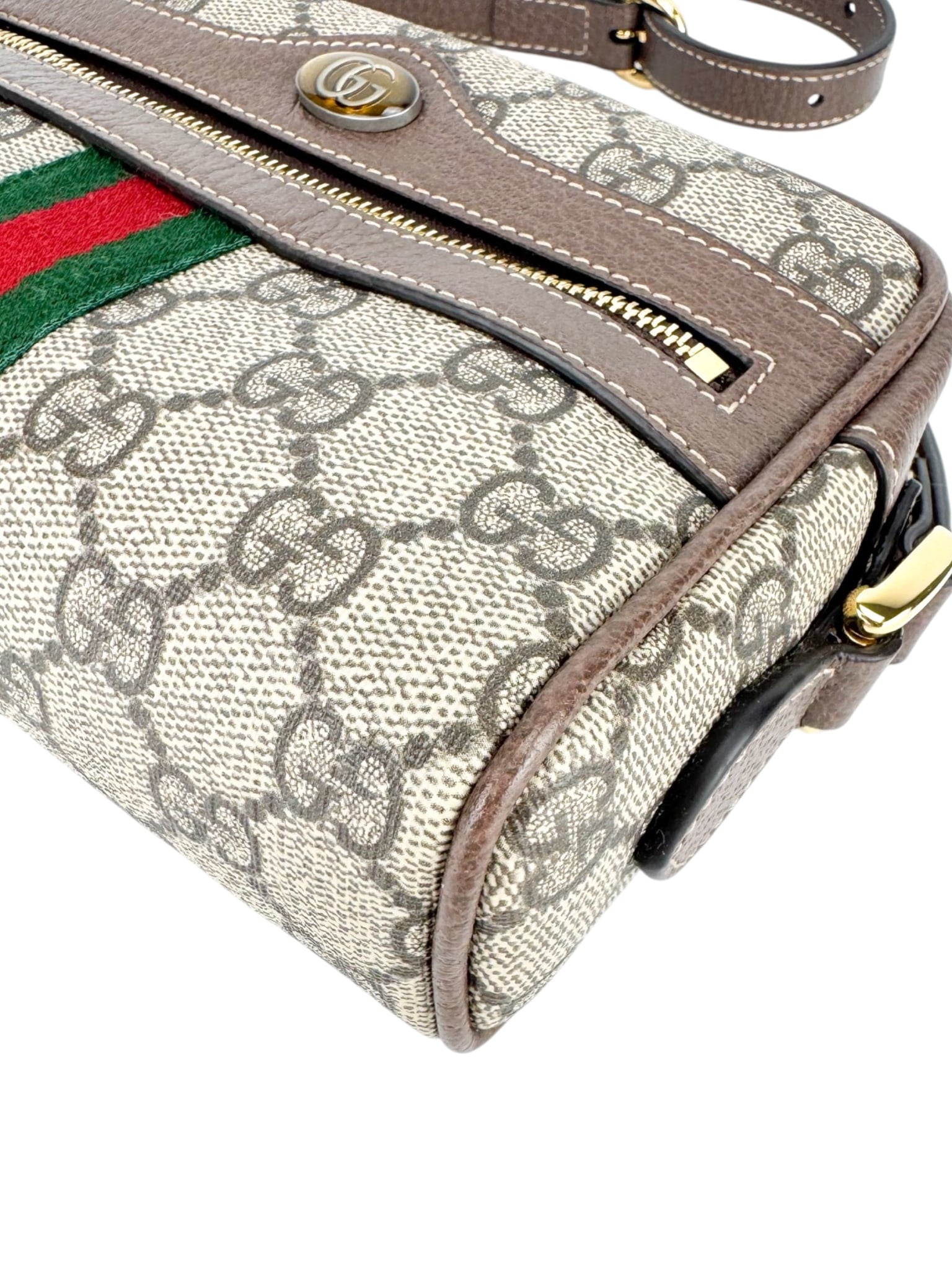 Gucci Brown and Beige Coated Canvas and Leather Ophidia Camera Bag