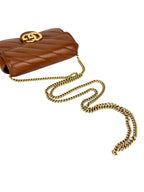 Gucci Leather Cognac Double G Marmont Super Mini Bag