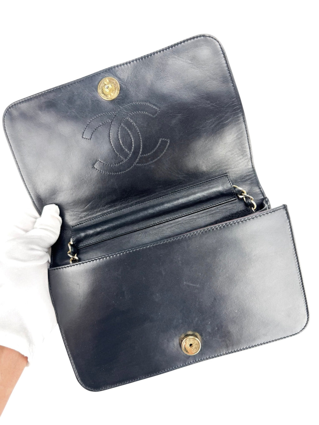 Chanel Vintage Black Lambskin Quilted Full Flap Bag