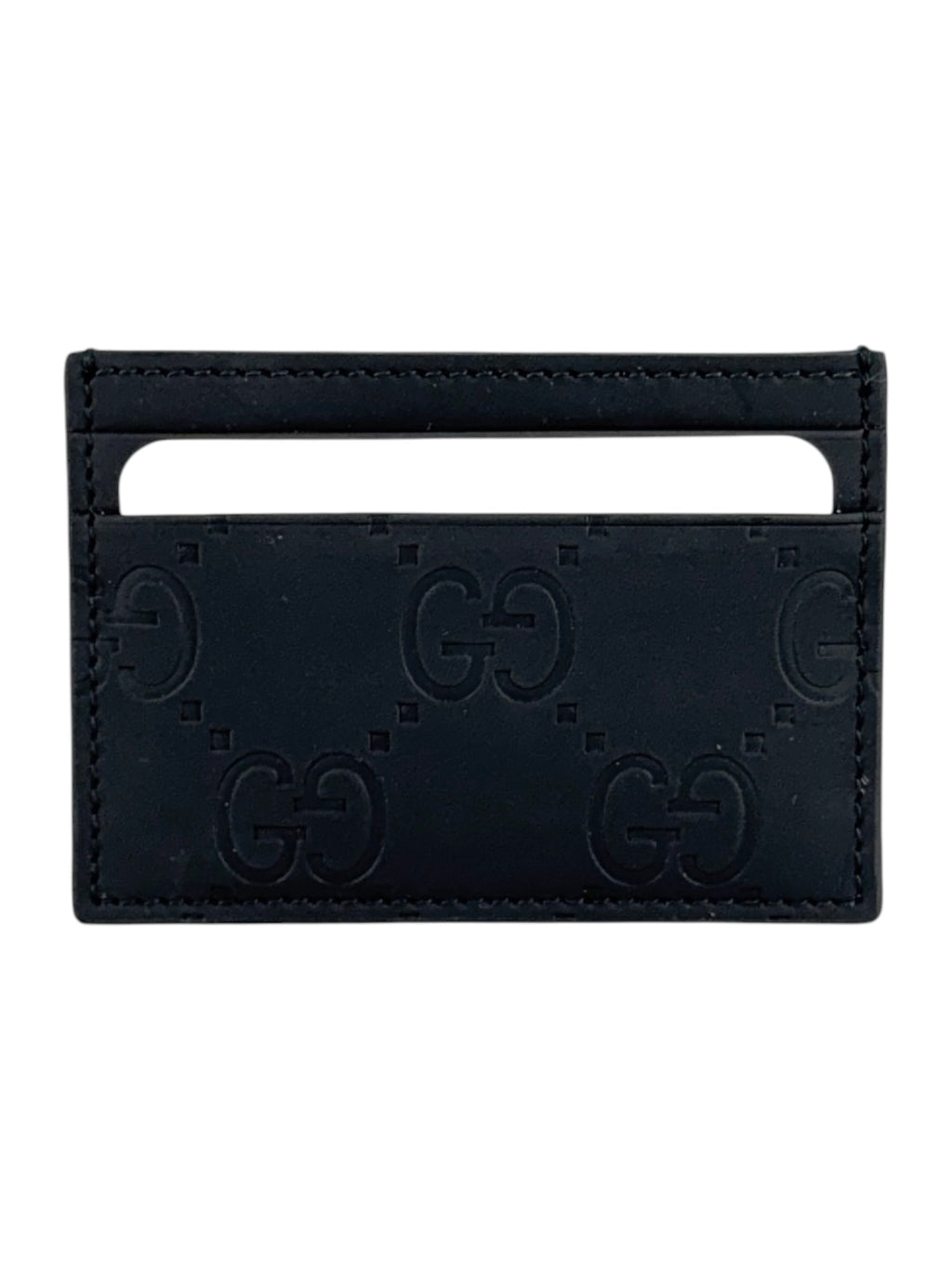Gucci Black Leather Rubber Effect Card Case