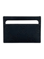 Gucci Black Leather Rubber Effect Card Case