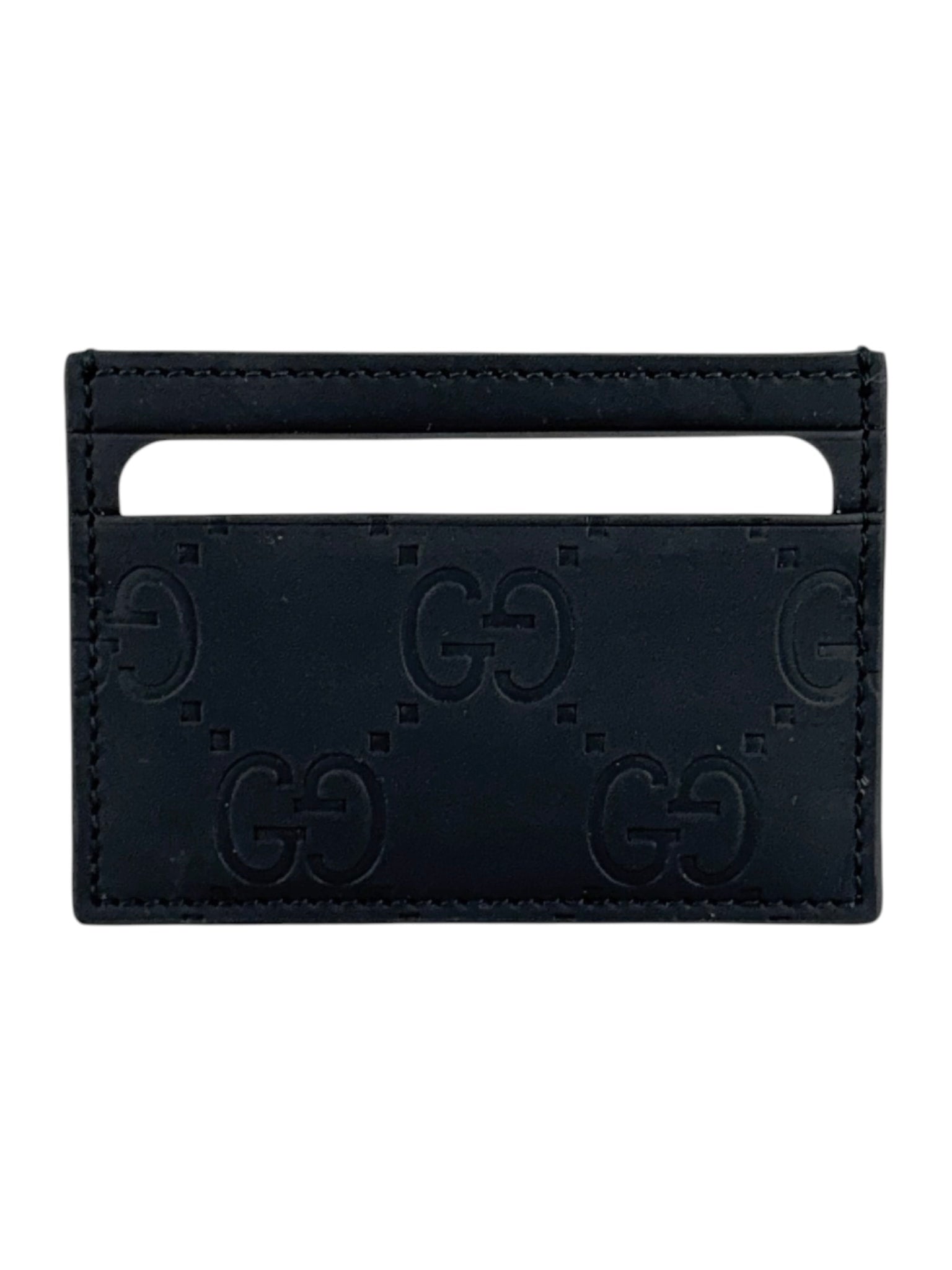 Gucci Black Leather Rubber Effect Card Case