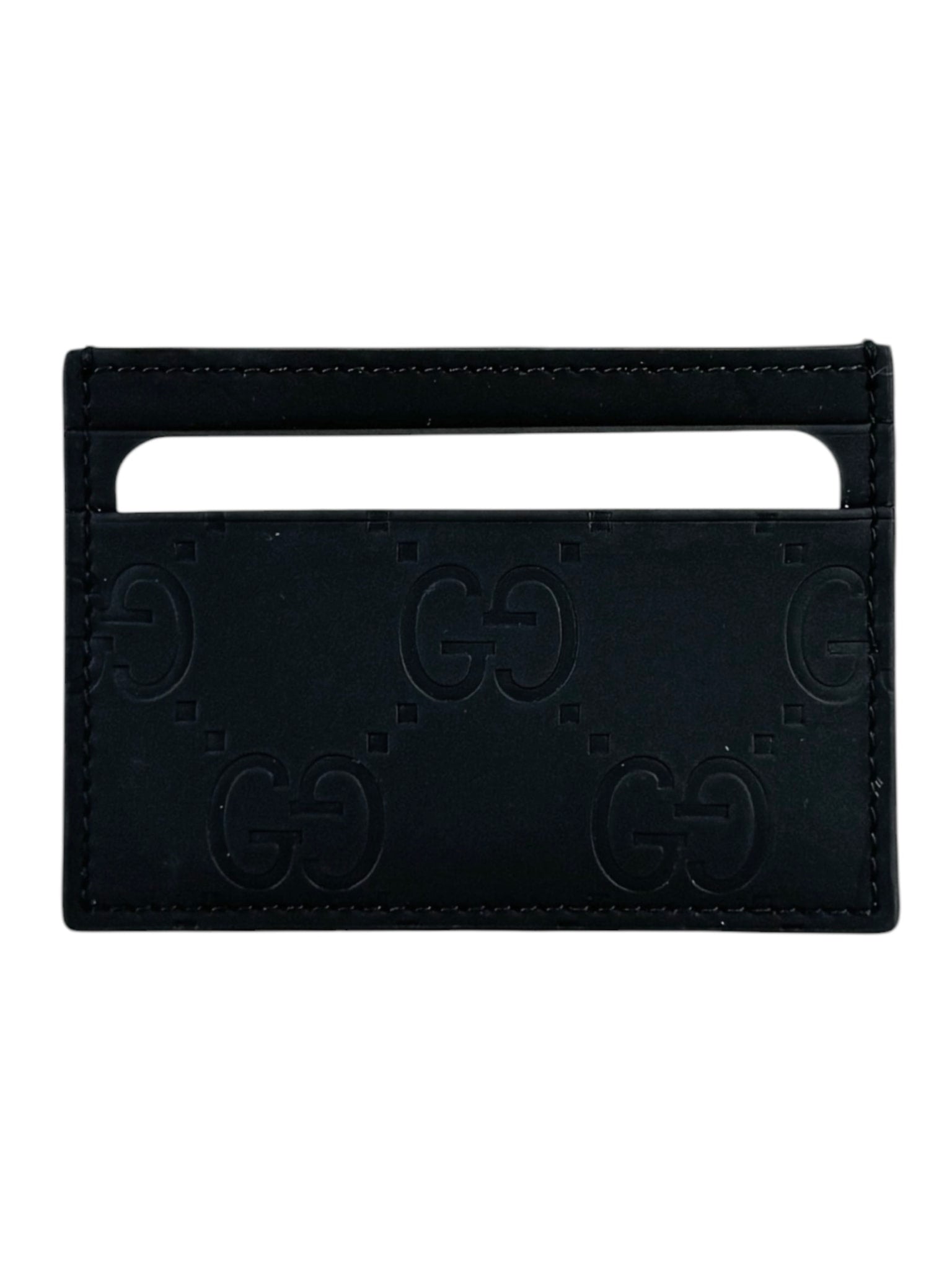 Gucci Black Leather Rubber Effect Card Case