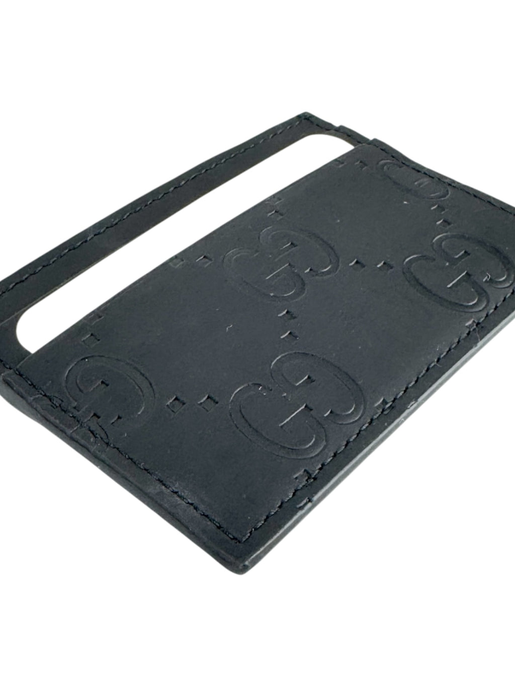 Gucci Black Leather Rubber Effect Card Case