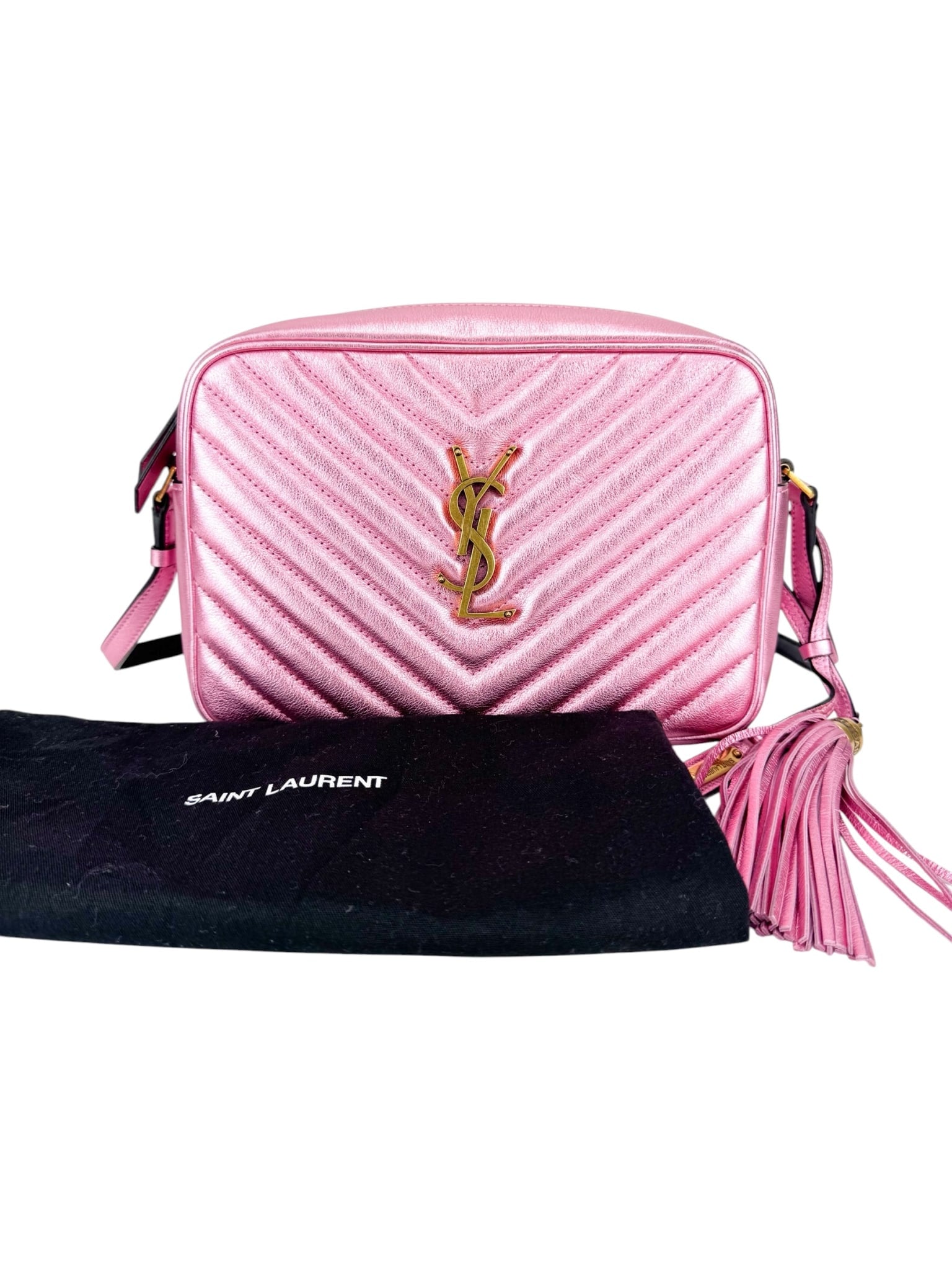 Saint Laurent Metallic Pink Lou Camera Bag