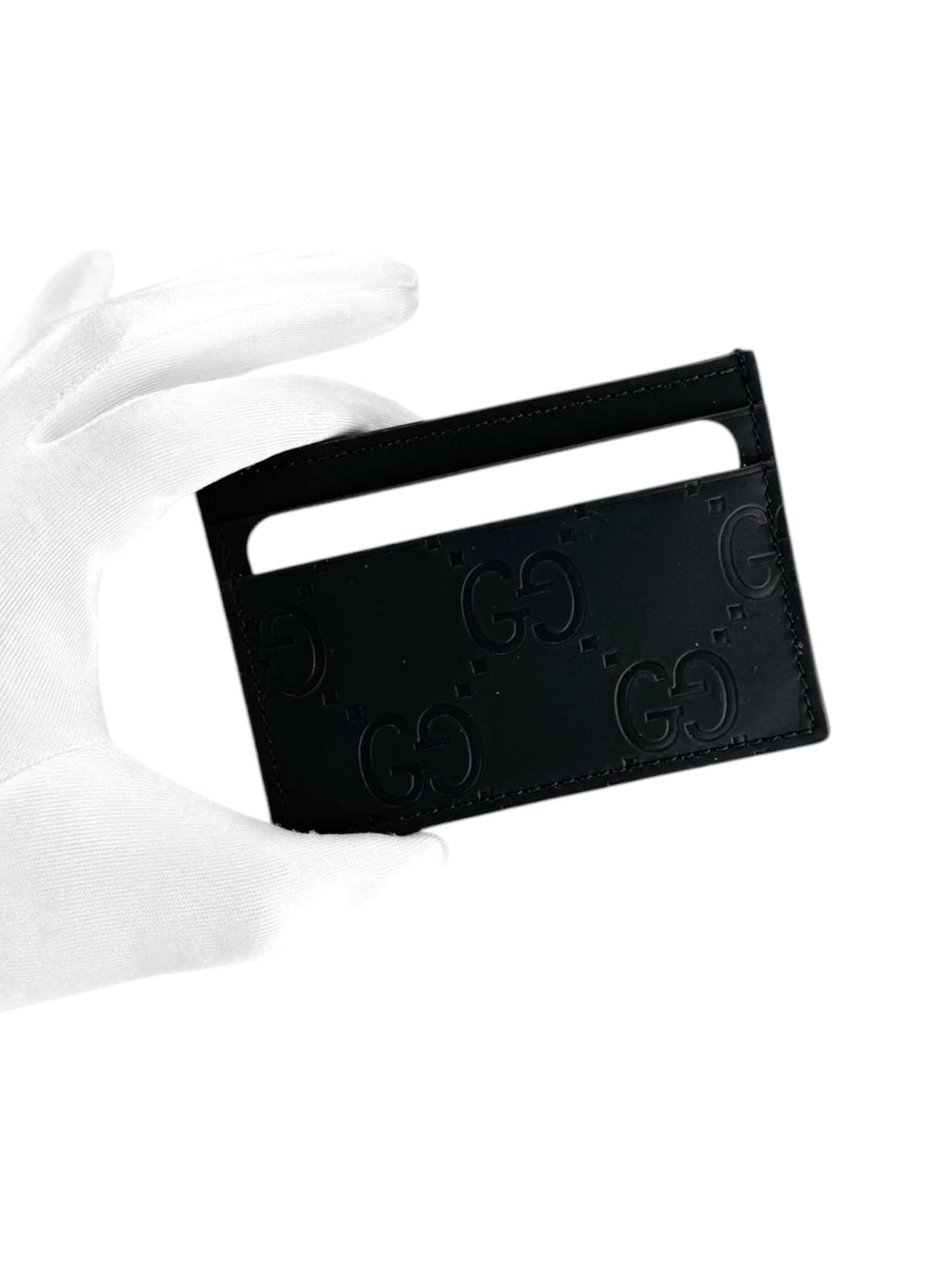 Gucci Black Leather Rubber Effect Card Case
