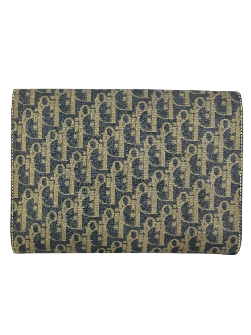 Christian Dior Canvas Leather Brown and Gray Trotter Clutch Bag