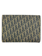 Christian Dior Canvas Leather Brown and Gray Trotter Clutch Bag