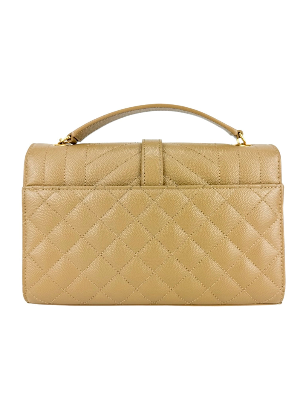 Saint Laurent Beige Taupe Grained Leather Envelop Chain Wallet Small