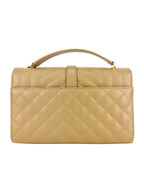 Saint Laurent Beige Taupe Grained Leather Envelop Chain Wallet Small