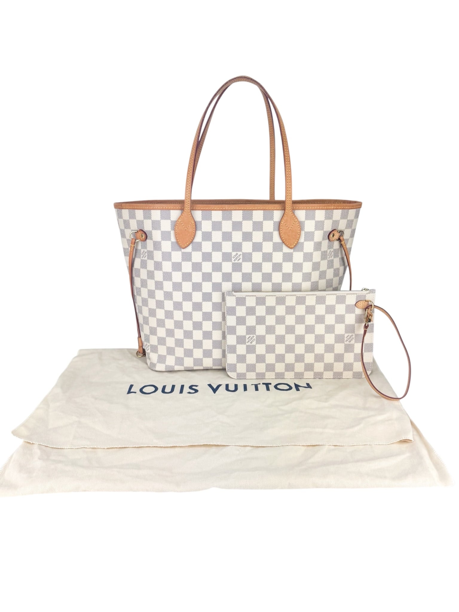Louis Vuitton Damier Azur Canvas Leather Neverfull MM