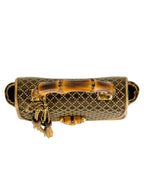 Gucci Brown Woven Canvas Diamante 1947 Bamboo Handle Bag Mini