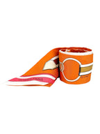 Hermes Orange, Cream, Pink and Brown Silk Twilly