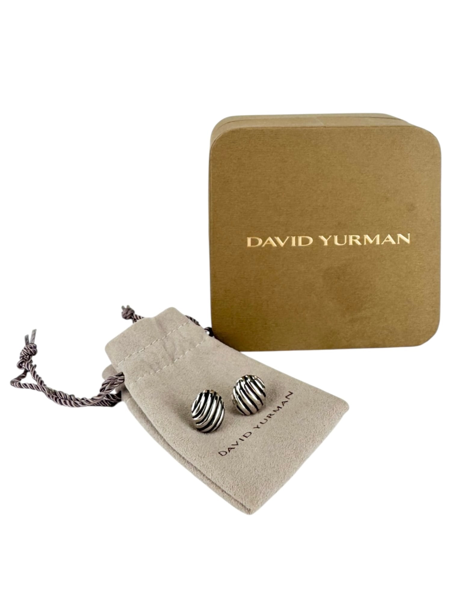 David Yurman Sterling Silver Sculpted Cable Stud Earrings 14mm