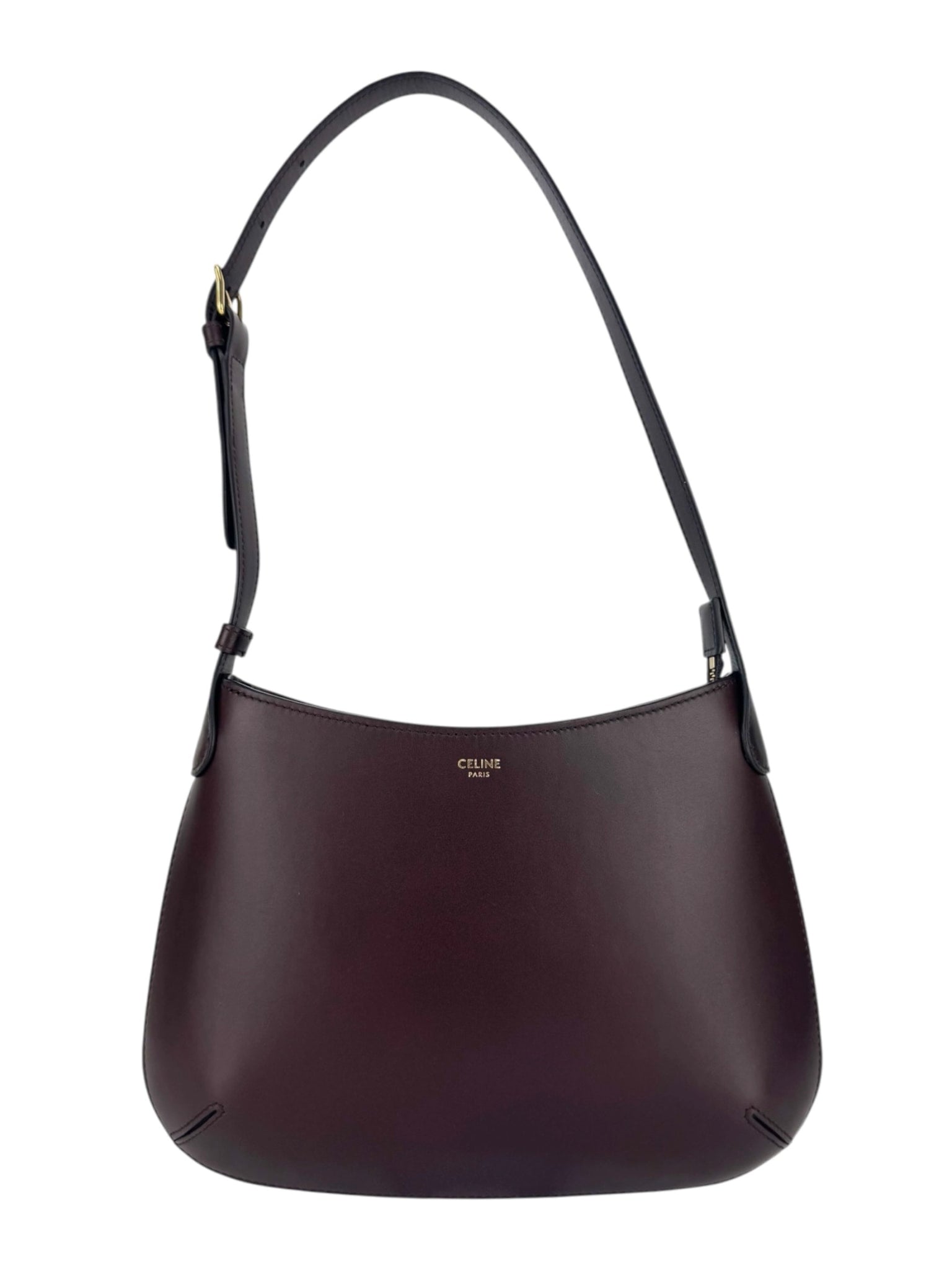 Celine Vintage Brown Leather Hobo Shoulder Bag