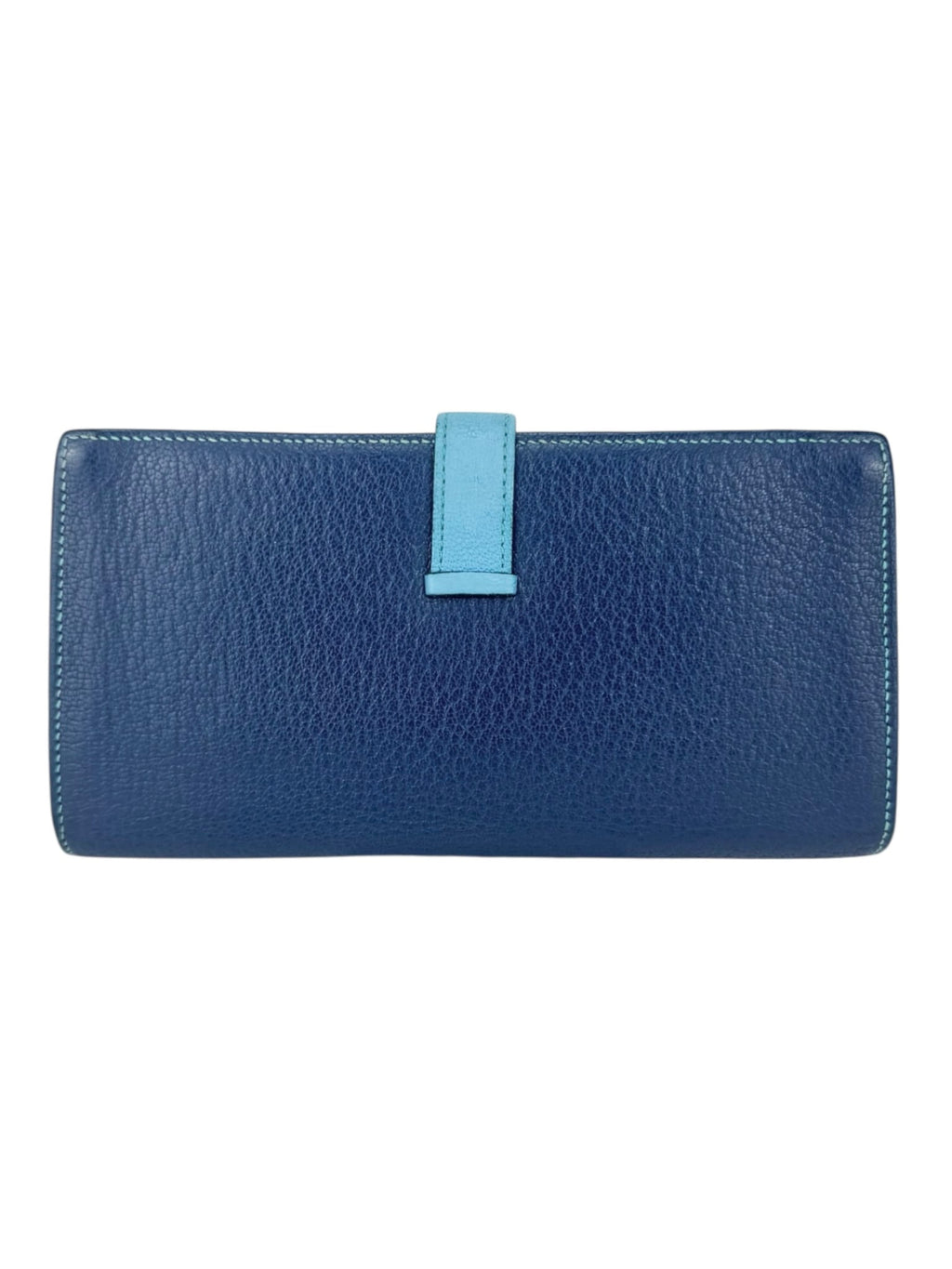 Hermes Navy and Aqua Blue Leather Bearn Wallet
