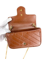 Gucci Leather Cognac Double G Marmont Super Mini Bag