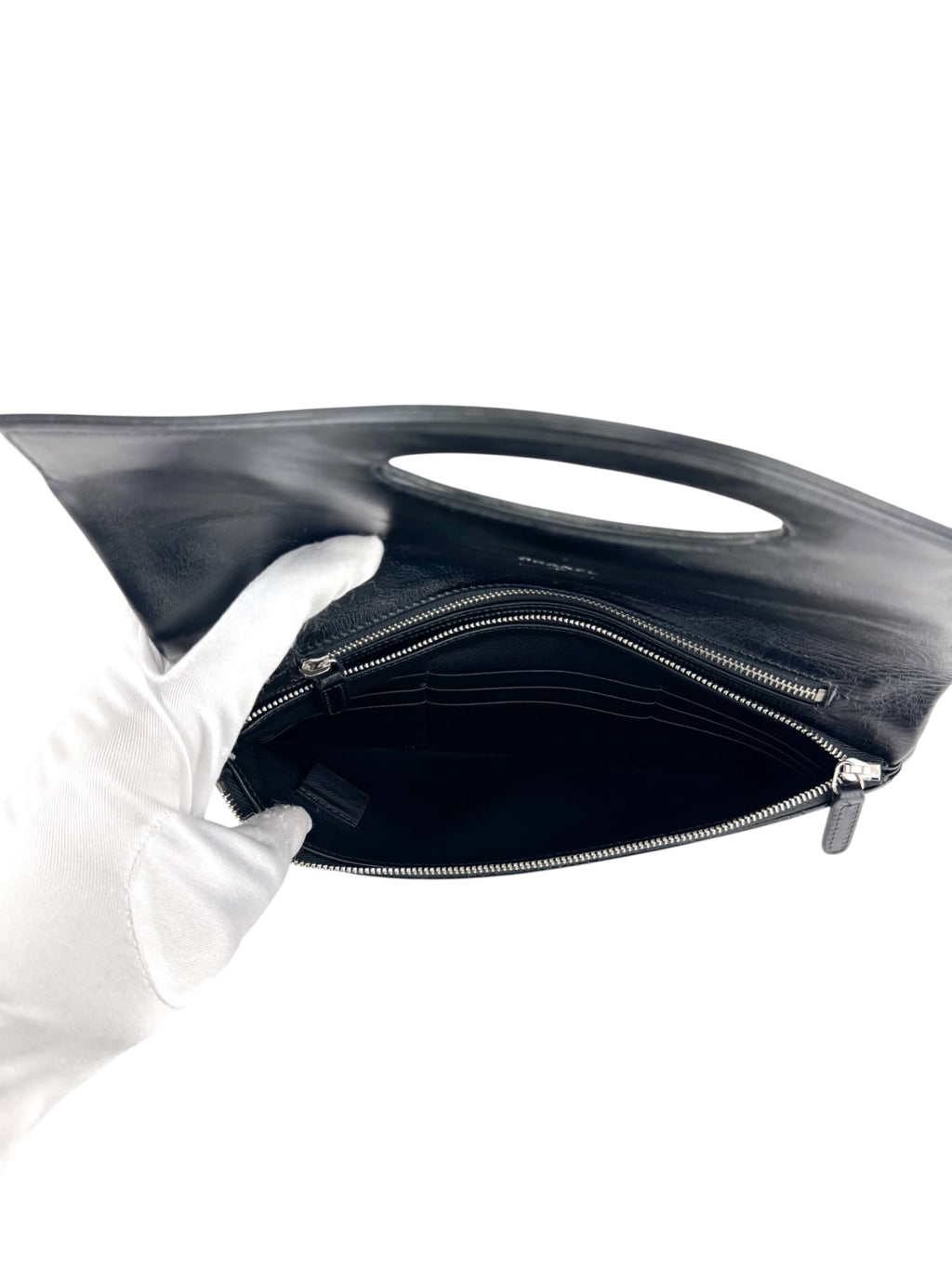 Chanel Black and Cream Calf Leather Matelasse Clutch Bag