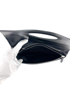 Chanel Black and Cream Calf Leather Matelasse Clutch Bag