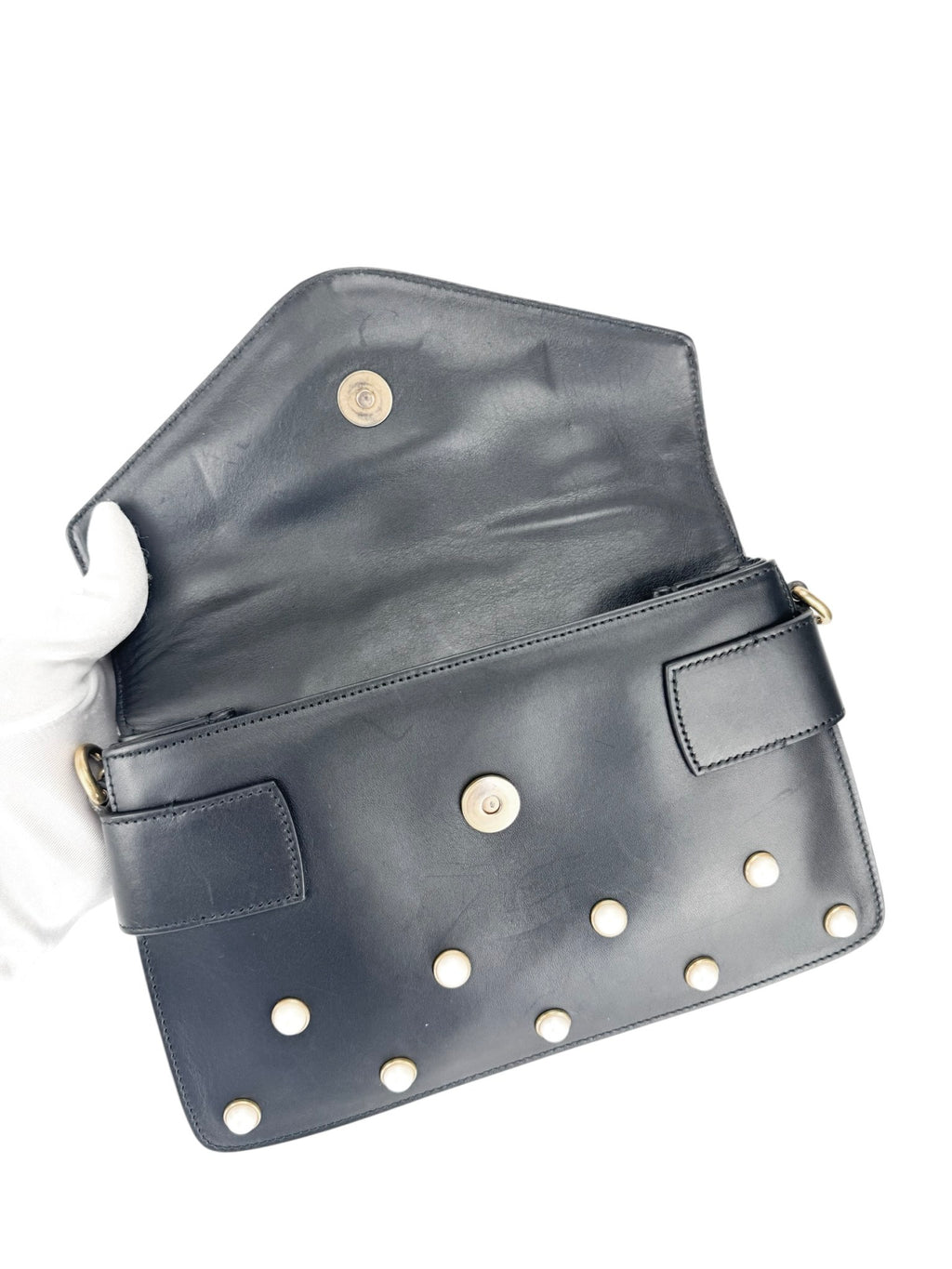 Gucci Black Leather Queen Margaret Bee Shoulder Bag