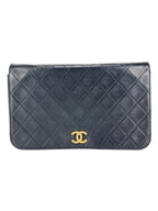 Chanel Vintage Black Lambskin Quilted Full Flap Bag