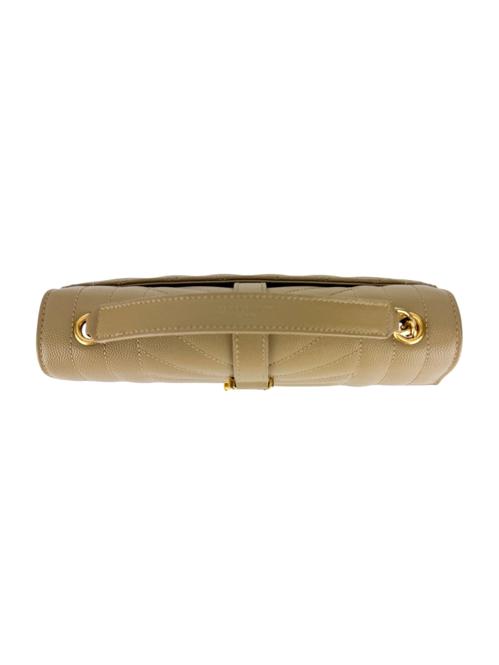 Saint Laurent Beige Taupe Grained Leather Envelop Chain Wallet Small