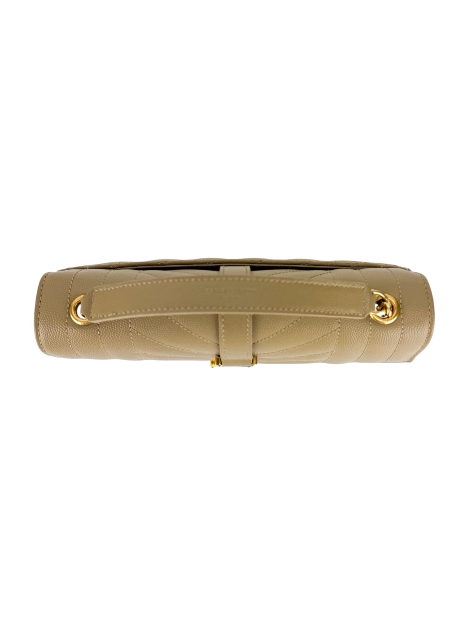 Saint Laurent Beige Taupe Grained Leather Envelop Chain Wallet Small