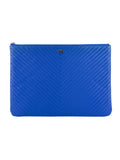 Chanel Blue Calfskin V Stitch Clutch Bag
