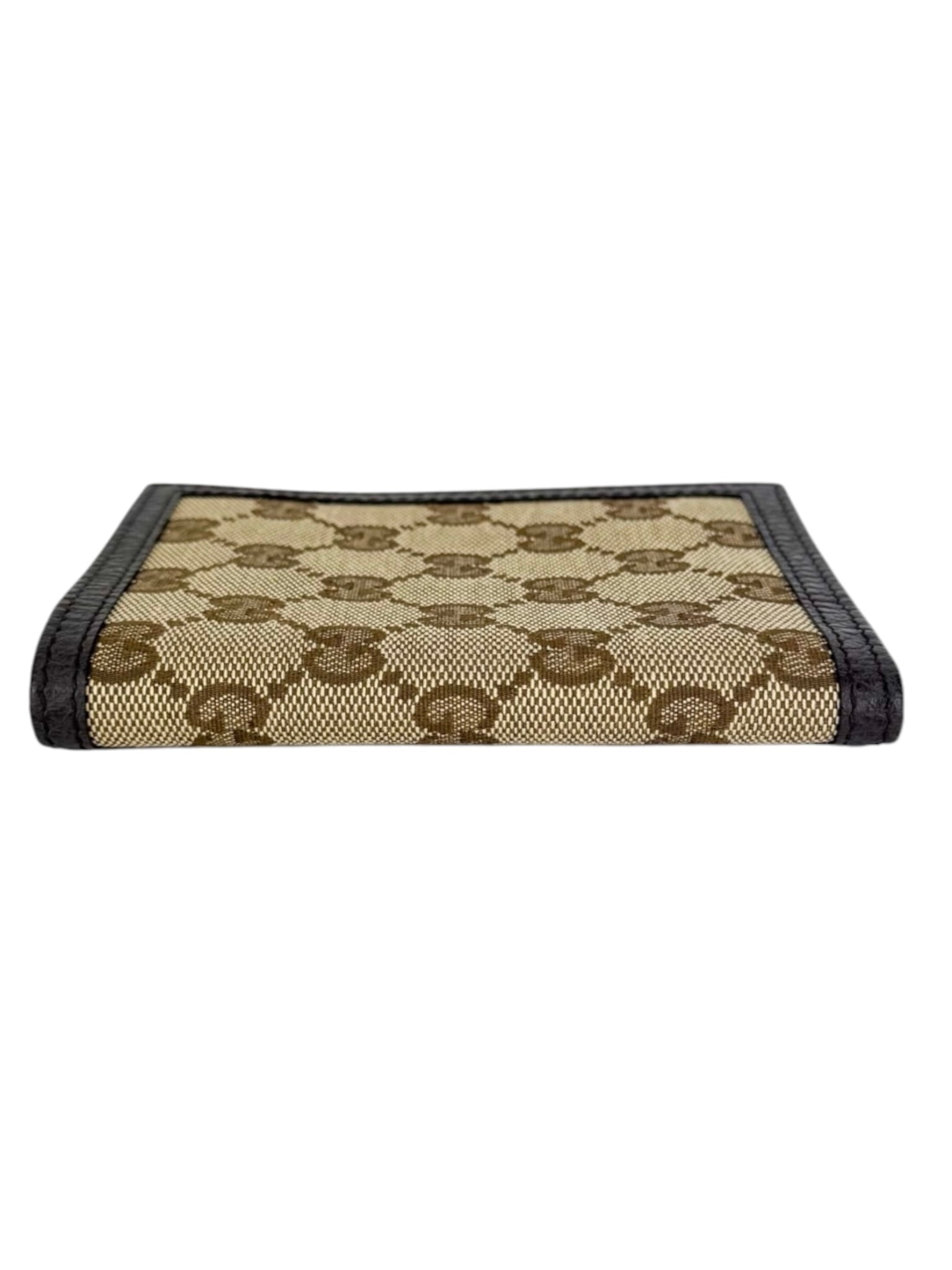 Gucci Brown Canvas and Leather GG Bifold Wallet