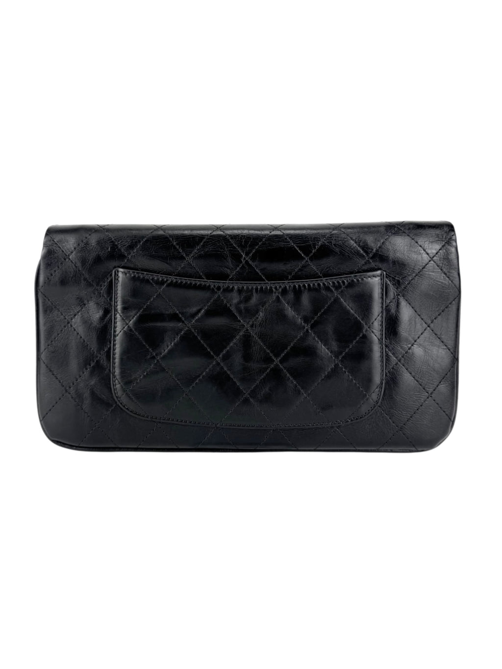 Chanel Black and Cream Calf Leather Matelasse Clutch Bag