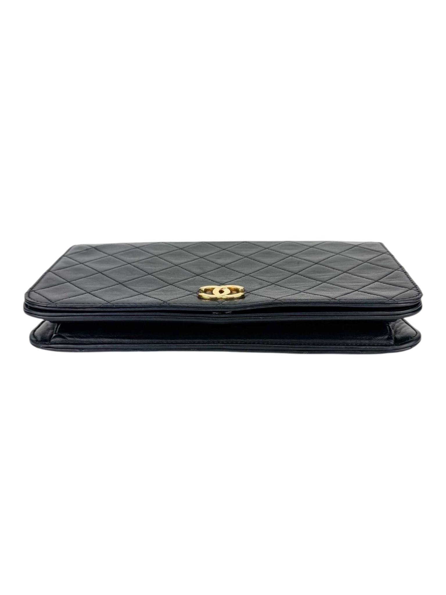 Chanel Vintage Black Lambskin Quilted Full Flap Bag