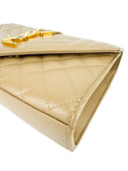 Saint Laurent Beige Taupe Grained Leather Envelop Chain Wallet Small