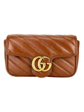 Gucci Leather Cognac Double G Marmont Super Mini Bag